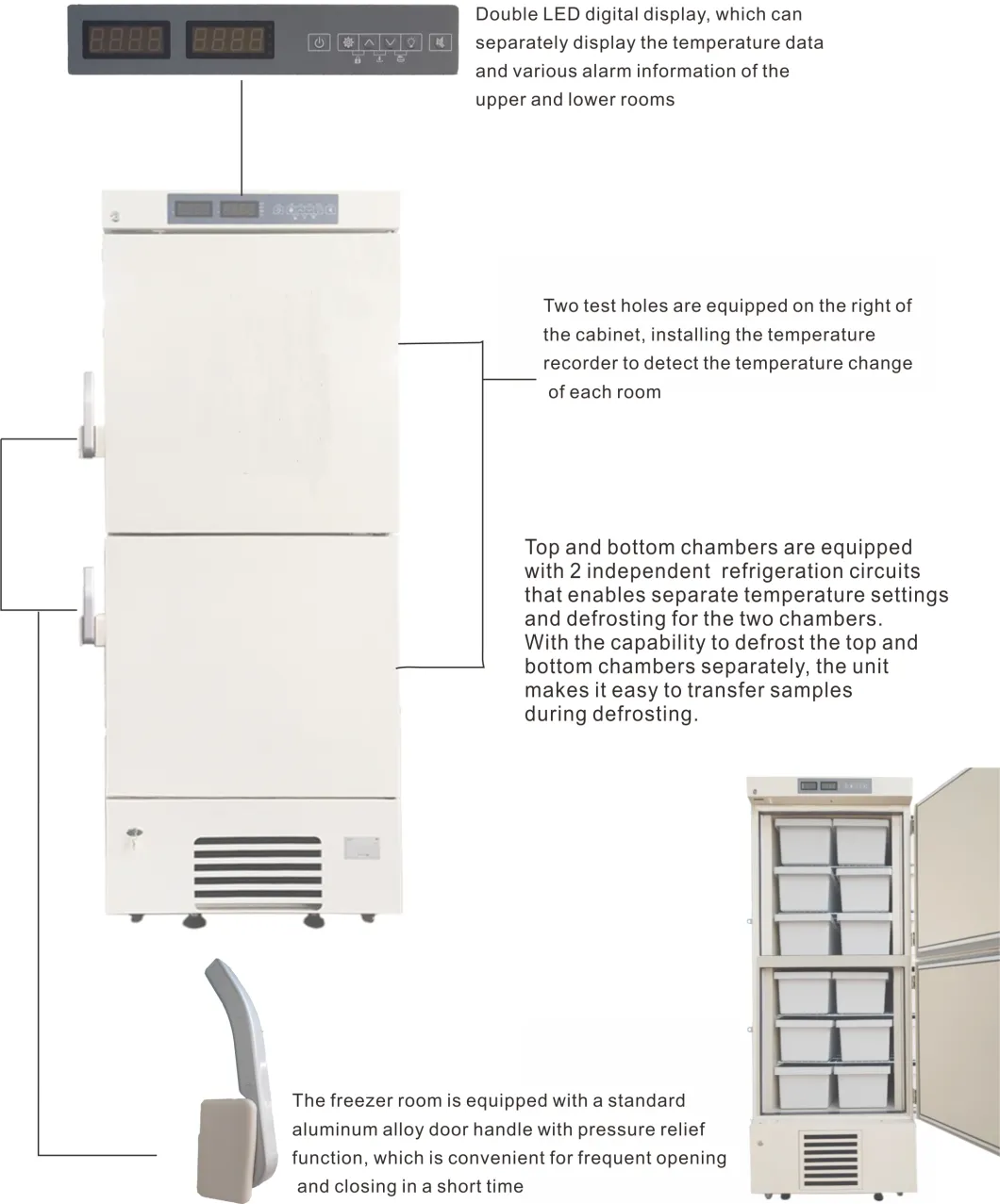 Энергосберегающие -25 градусов вертикально 358 литров медицинского морозильника с Multi ящиками